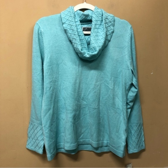 JM Collection Blue Draped Turtleneck Sweater Size Petite Large NWT - Picture 1 of 6